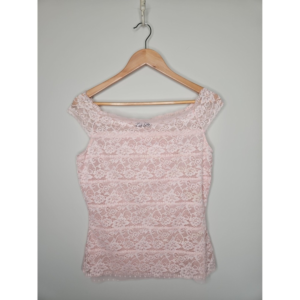 Vintage Y2K The Limited Top M Pink Lace Layered Feminine Balletcore Coquette
